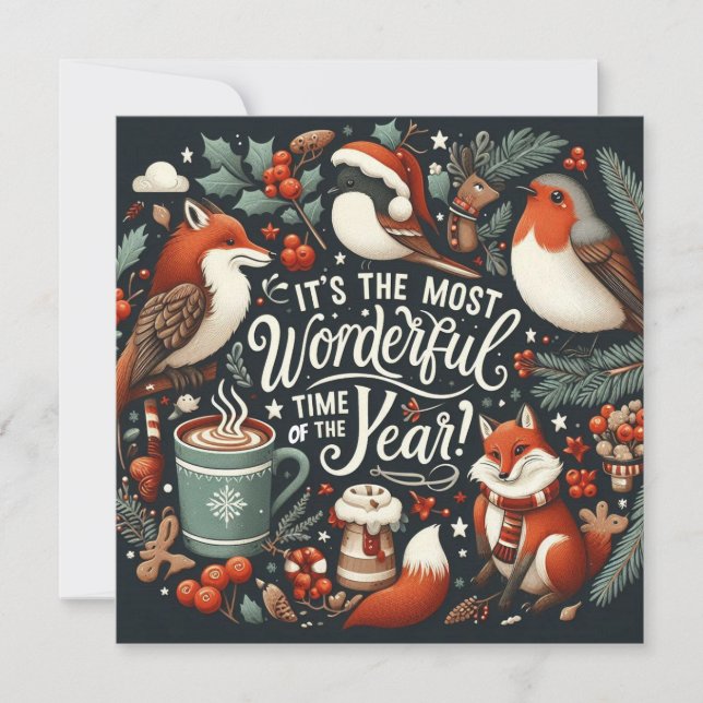 Cartes Pour Fêtes Annuelles Heure magique de l'année imaginaire - Renards de N (Devant)