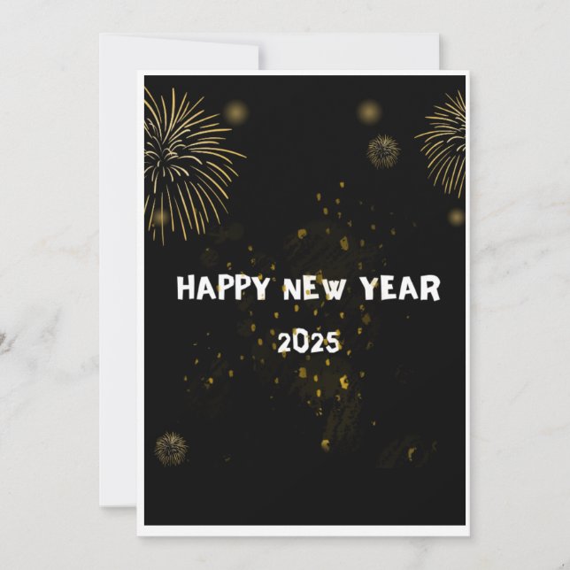 Cartes Pour Fêtes Annuelles HEUREUSE NOUVELLE ANNÉE 2025 SOUHAITE Golden firew (Devant)