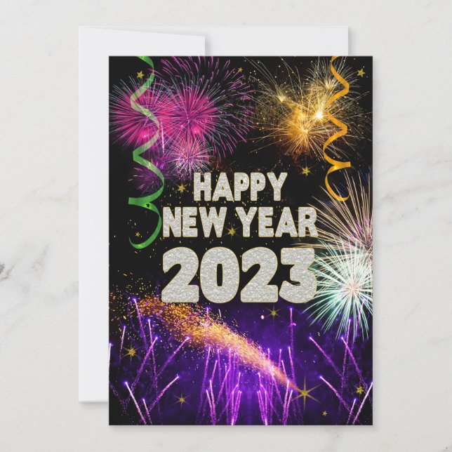 Cartes Pour Fêtes Annuelles HEUREUSE NOUVELLE ANNÉE Fête 2023 Feu d'artifice (Devant)