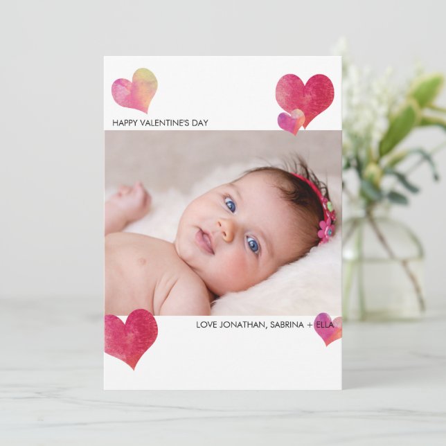 Cartes Pour Fêtes Annuelles Heureuse photo de l'aquarelle de Saint-Valentin (Debout devant)