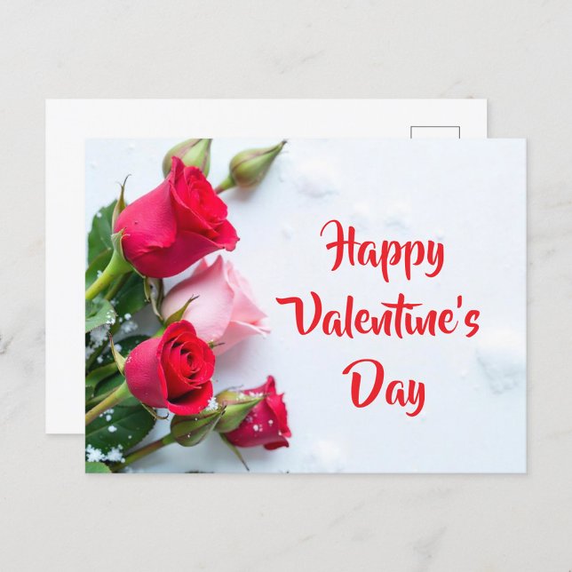 Cartes Pour Fêtes Annuelles Heureuse Sainte-Valentin (The text 'Happy Valentine's Day' is elegantly scripted in red adding a festive look.)