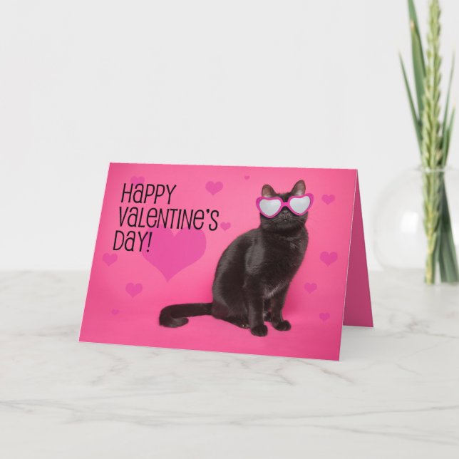 Cartes Pour Fêtes Annuelles Heureuse Sainte-Valentin Chat en lunettes Humour (Devant)