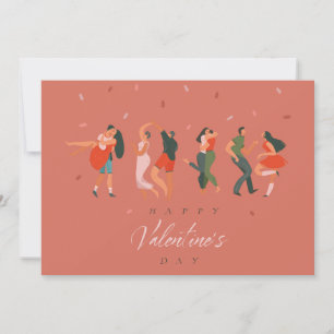 Cartes Pour Fêtes Annuelles "Heureuse Sainte-Valentin" Couple romantique moder