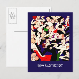 Cartes Pour Fêtes Annuelles Heureuse Sainte-Valentin. Couples dansants Art Déc