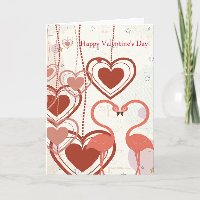 Cartes Pour Fêtes Annuelles Heureuse Sainte-Valentin Cute Flamant rose Heart S (Devant)