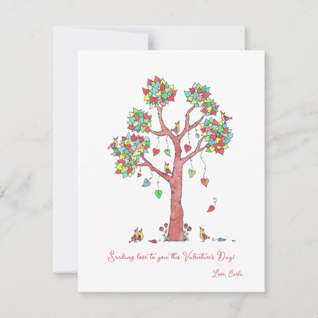 Cartes Pour Fêtes Annuelles Heureuse Sainte-Valentin d'arbre cardiaque lunaire (Devant)