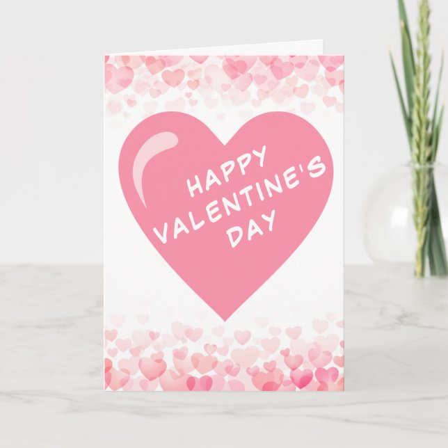 Cartes Pour Fêtes Annuelles Heureuse Sainte-Valentin de coeur rose minimal pou (Devant)