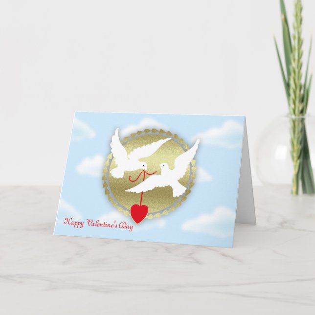 Cartes Pour Fêtes Annuelles Heureuse Sainte-Valentin de colombes admirer secrè (Devant)