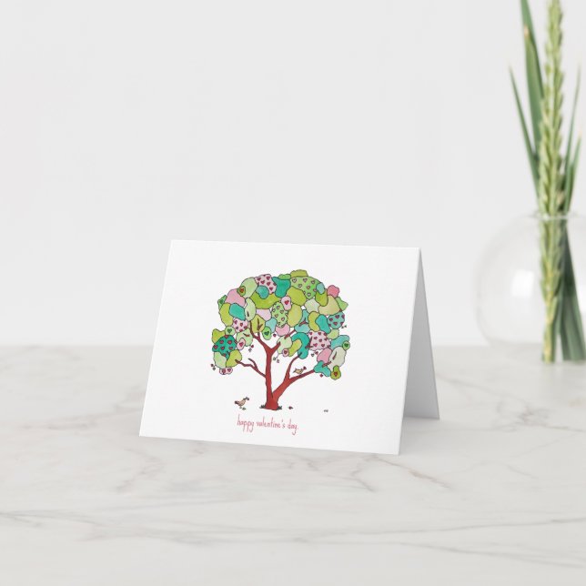 Cartes Pour Fêtes Annuelles Heureuse Sainte-Valentin de l'arbre cardiaque (Devant)