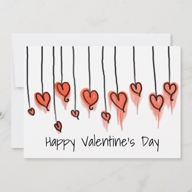 Cartes Pour Fêtes Annuelles Heureuse Sainte-Valentin des Coeurs d'eau rouge pâ (Devant)
