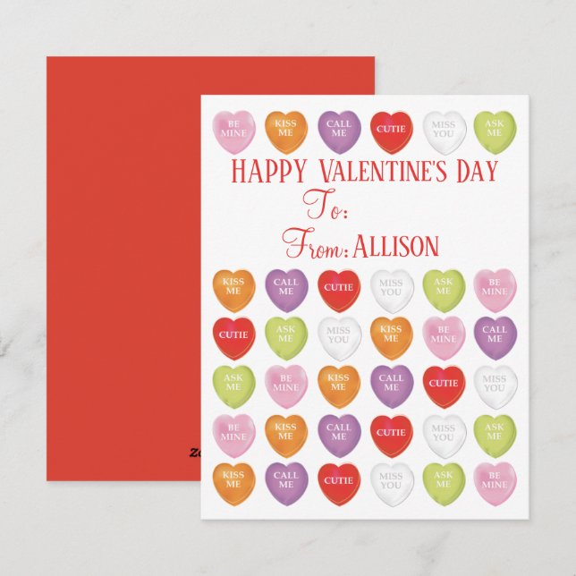 Cartes Pour Fêtes Annuelles Heureuse Sainte-Valentin Enfants classe mignonne (Devant / Derrière)