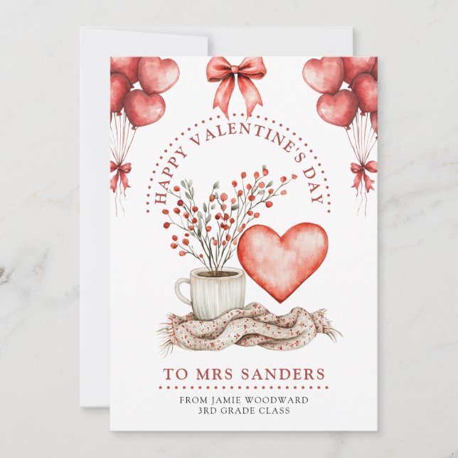 Cartes Pour Fêtes Annuelles Heureuse Sainte-Valentin enseignant (Devant)