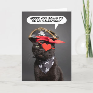Cartes Pour Fêtes Annuelles Heureuse Sainte-Valentin Funny Chat Pirate Humour 