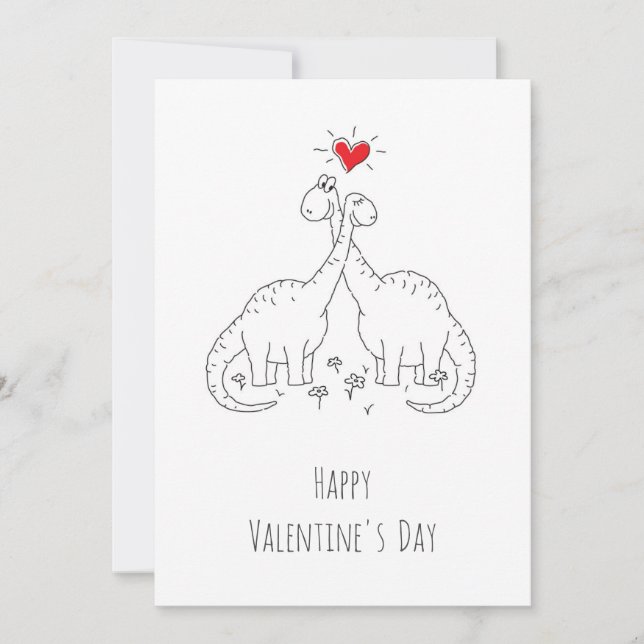 Cartes Pour Fêtes Annuelles Heureuse Sainte-Valentin Heart Love Dinosaures vac (Devant)