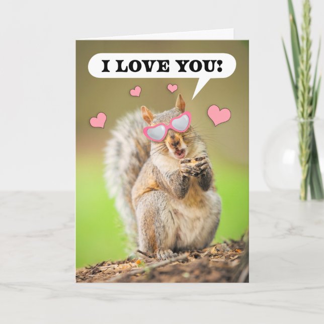 Cartes Pour Fêtes Annuelles Heureuse Sainte-Valentin Je T'Aime Écureuil Humour (Devant)