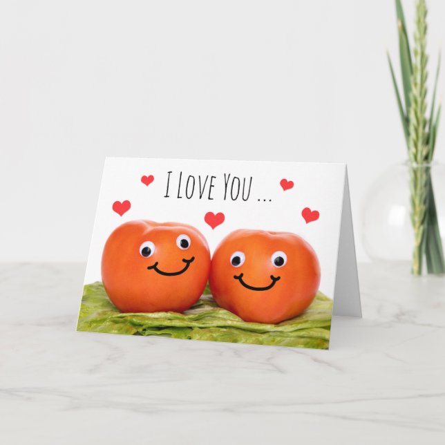 Cartes Pour Fêtes Annuelles Heureuse Sainte-Valentin Je t'aime Tomate Humour (Devant)