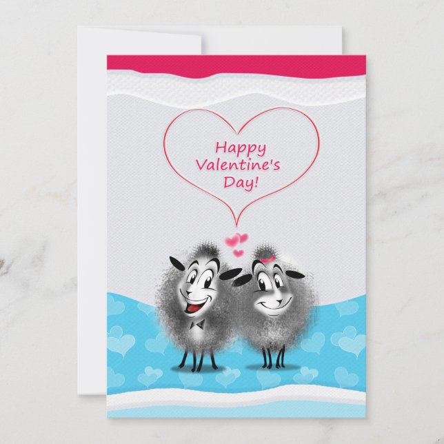 Cartes Pour Fêtes Annuelles Heureuse Sainte-Valentin Jovely mignon Sheeps Salu (Devant)