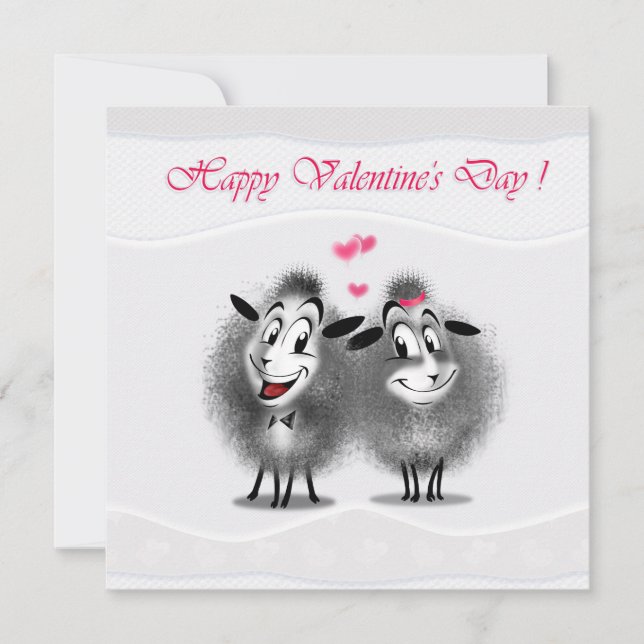 Cartes Pour Fêtes Annuelles Heureuse Sainte-Valentin Jovely mignon Sheeps Salu (Devant)