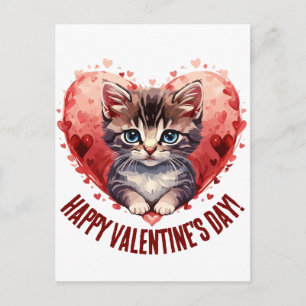Cartes Pour Fêtes Annuelles Heureuse Sainte-Valentin Little Kitten avec coeur