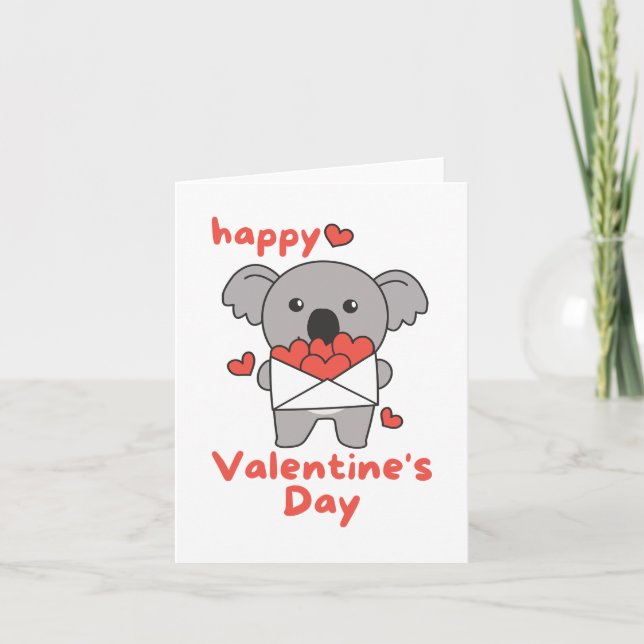 Cartes Pour Fêtes Annuelles Heureuse Sainte-Valentin mignon Koala (Devant)