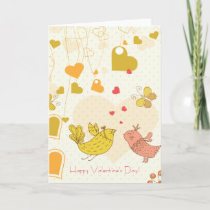Cartes Pour Fêtes Annuelles Heureuse Sainte-Valentin mignon Oiseaux Coeurs Pap