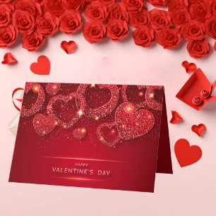 Cartes Pour Fêtes Annuelles Heureuse Sainte-Valentin Parties scintillant Red B