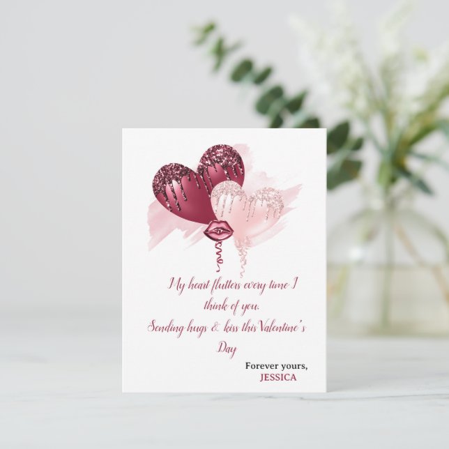 Cartes Pour Fêtes Annuelles Heureuse Sainte-Valentin Parties scintillant Rouge (Debout devant)