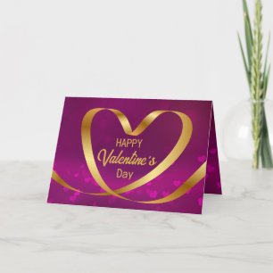 Cartes Pour Fêtes Annuelles Heureuse Sainte-Valentin Purple Ruban Heart Gold