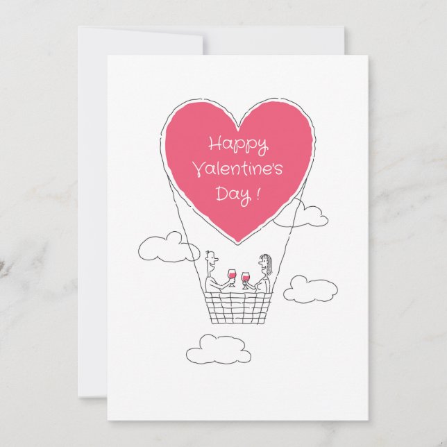 Cartes Pour Fêtes Annuelles Heureuse Sainte-Valentin Red Heart Balloon Couple (Devant)