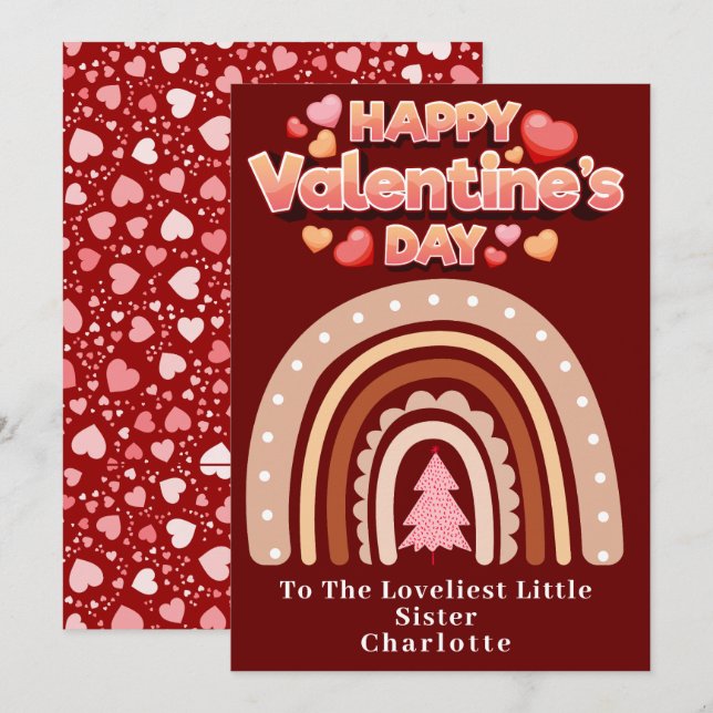 Cartes Pour Fêtes Annuelles Heureuse Sainte-Valentin soeur personnalisée Arc-e (Devant / Derrière)