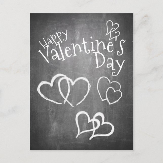 Cartes Pour Fêtes Annuelles Heureuse Sainte-Valentin sur un tableau à craie (Devant)