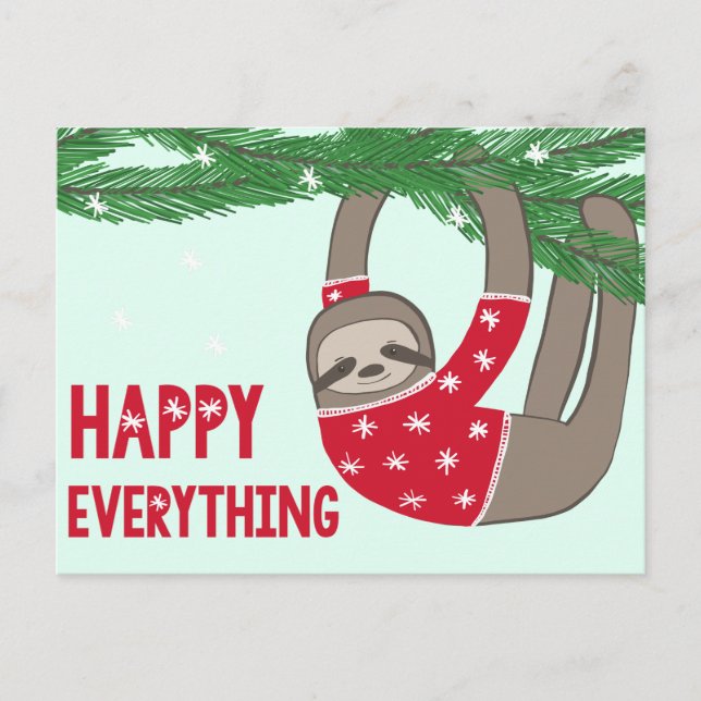 Cartes Pour Fêtes Annuelles Heureux adorable tout paresse dans un chandail (Devant)