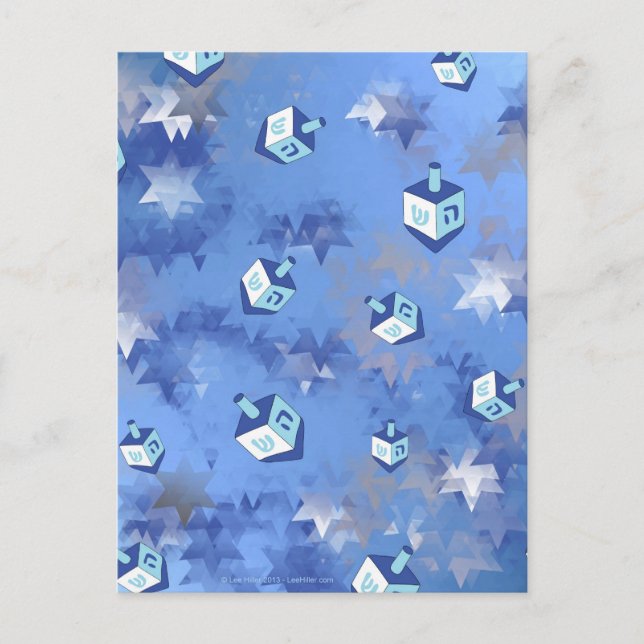 Cartes Pour Fêtes Annuelles Heureux Hanoukka Falling Star et Dreidels (Devant)