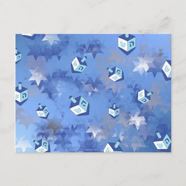 Cartes Pour Fêtes Annuelles Heureux Hanoukka Falling Star et Dreidels (Devant)
