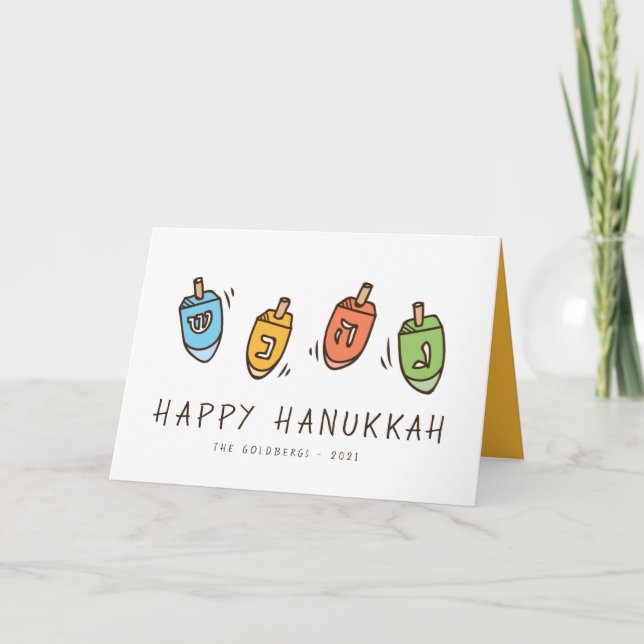 Cartes Pour Fêtes Annuelles Heureux Hanoukka Modern Dreidel (Devant)