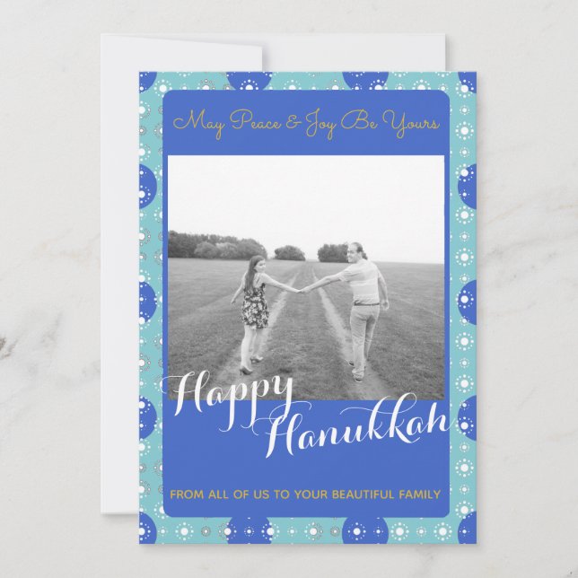 Cartes Pour Fêtes Annuelles Heureux Hanoukka photo de vacances personnalisée (Devant)
