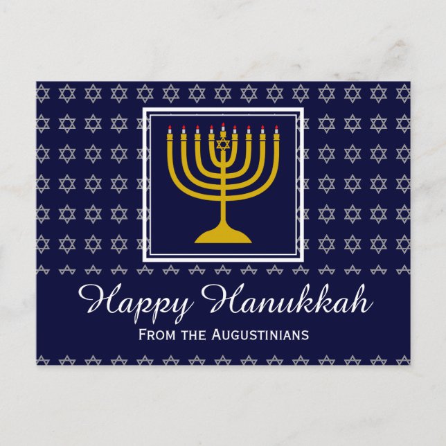 Cartes Pour Fêtes Annuelles HEUREUX HANOUKKA Star de David Menorah Personnalis (Devant)