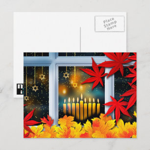 Cartes Pour Fêtes Annuelles Heureux Hanoukka ! Thème Automne