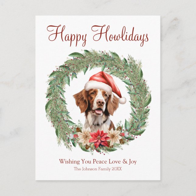 Cartes Pour Fêtes Annuelles Heureux Howlidays mignon Brittany Spaniel Chien (Devant)
