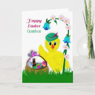 Cartes Pour Fêtes Annuelles HEUREUX PÂQUES Jaune Jaune Chic Pâques Panier
