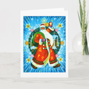 Cartes Pour Fêtes Annuelles Heureux Père Noël agitant