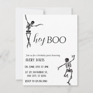 Cartes Pour Fêtes Annuelles Hey Boo Simple Skeleton fête d'anniversaire
