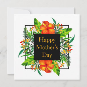 Cartes Pour Fêtes Annuelles Hibiscus tropical Joyeux Fête des Mères Florales