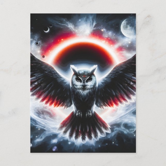 Cartes Pour Fêtes Annuelles Hibou céleste cosmique mystique (Devant)