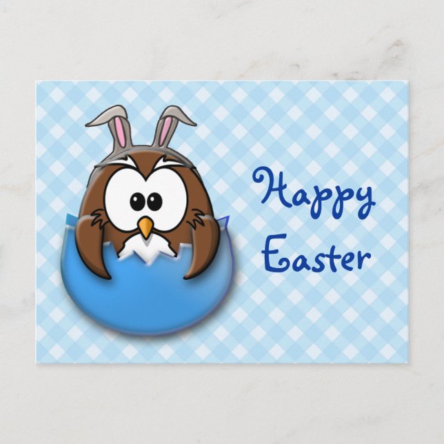 Cartes Pour Fêtes Annuelles hibou de Pâques - bleu (Devant)
