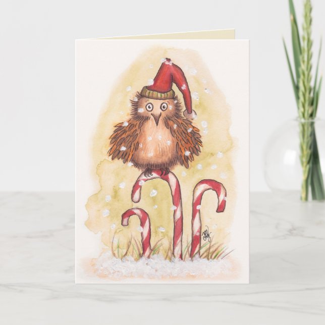 Cartes Pour Fêtes Annuelles Hibou gai de Noël (Devant)