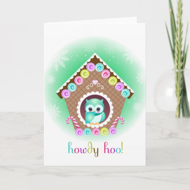 Cartes Pour Fêtes Annuelles Hibou mignon de Noël (Devant)