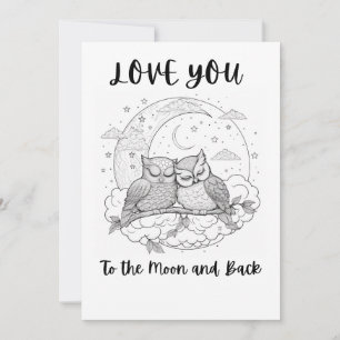 Cartes Pour Fêtes Annuelles Hiboux en amour Coloriage Saint-Valentin Cœurs