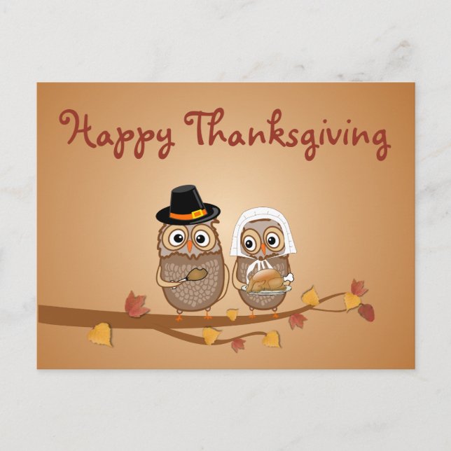 Cartes Pour Fêtes Annuelles Hiboux lunatiques de thanksgiving (Devant)