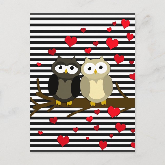 Cartes Pour Fêtes Annuelles Hiboux - Valentines conception de jour (Devant)